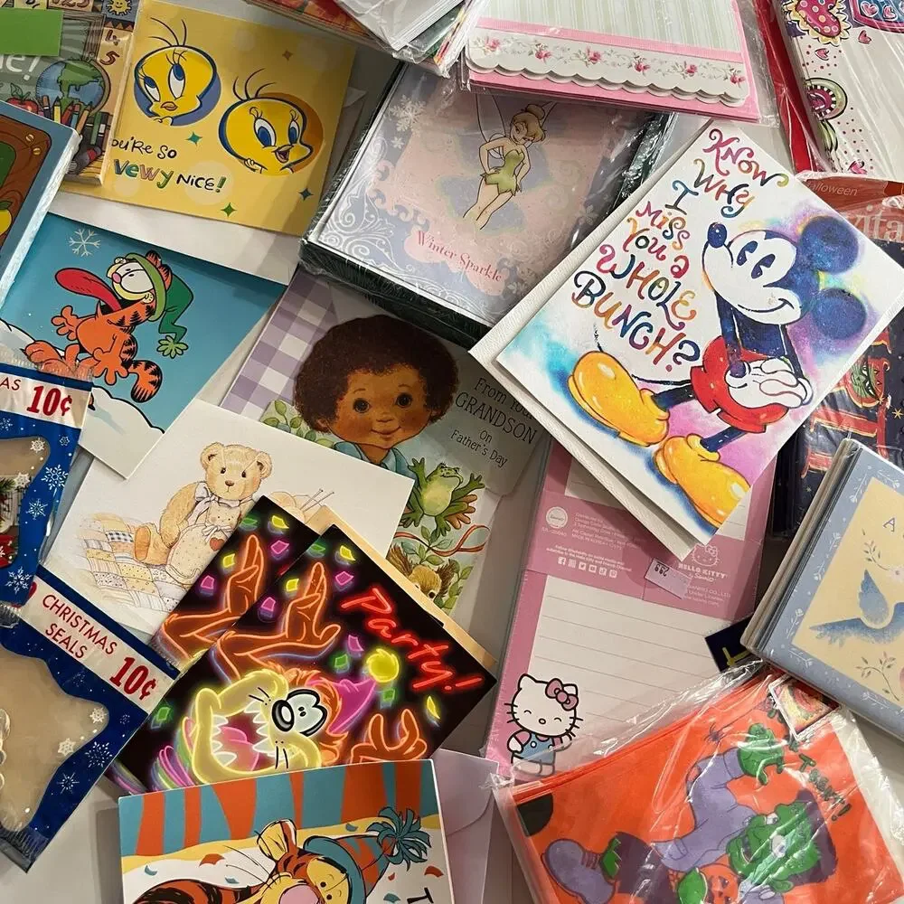 Lot of Vintage Cartoon Character Stationary Disney Sanrio Peanuts